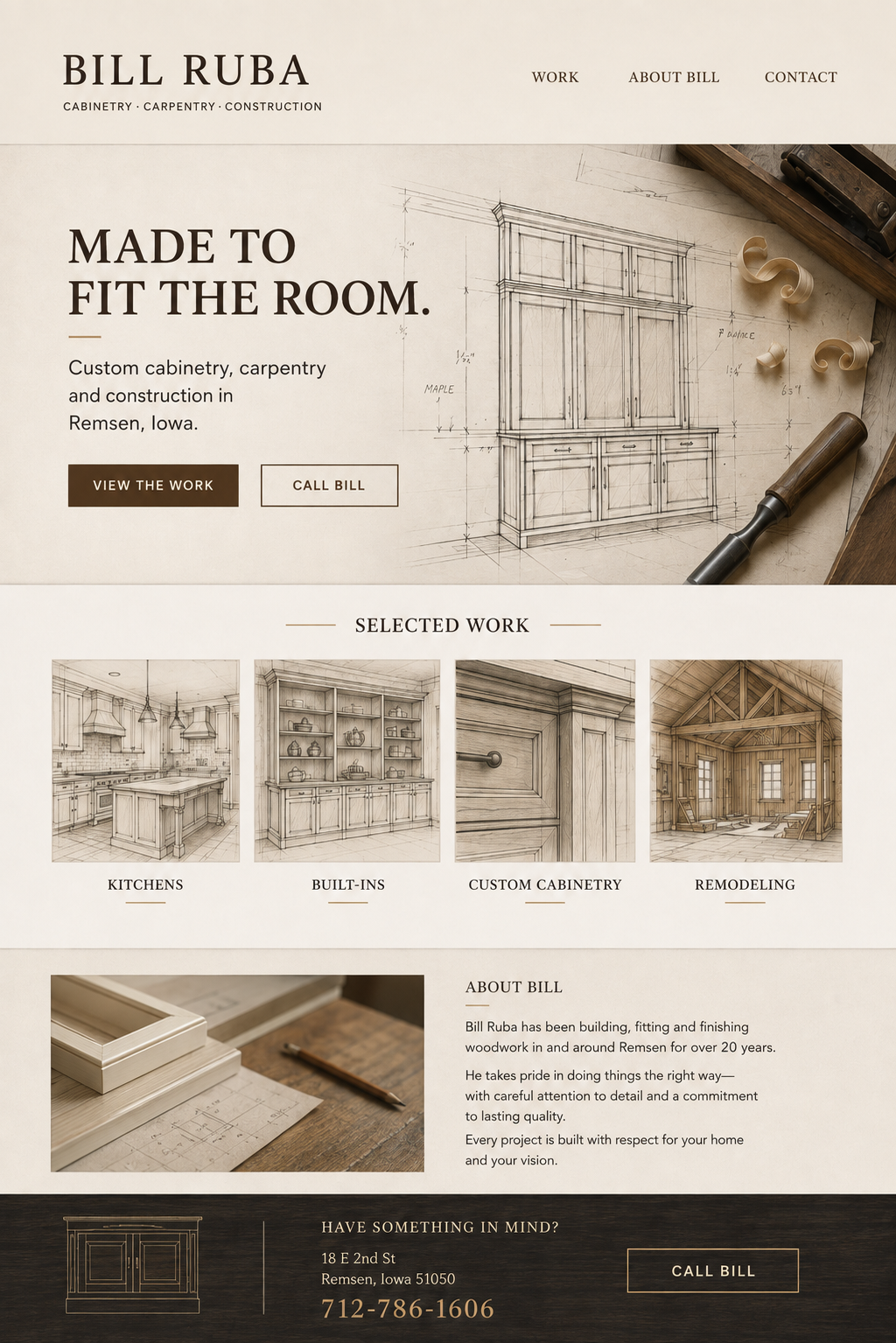 Bill Ruba Cabinetry & Construction — Website Concept