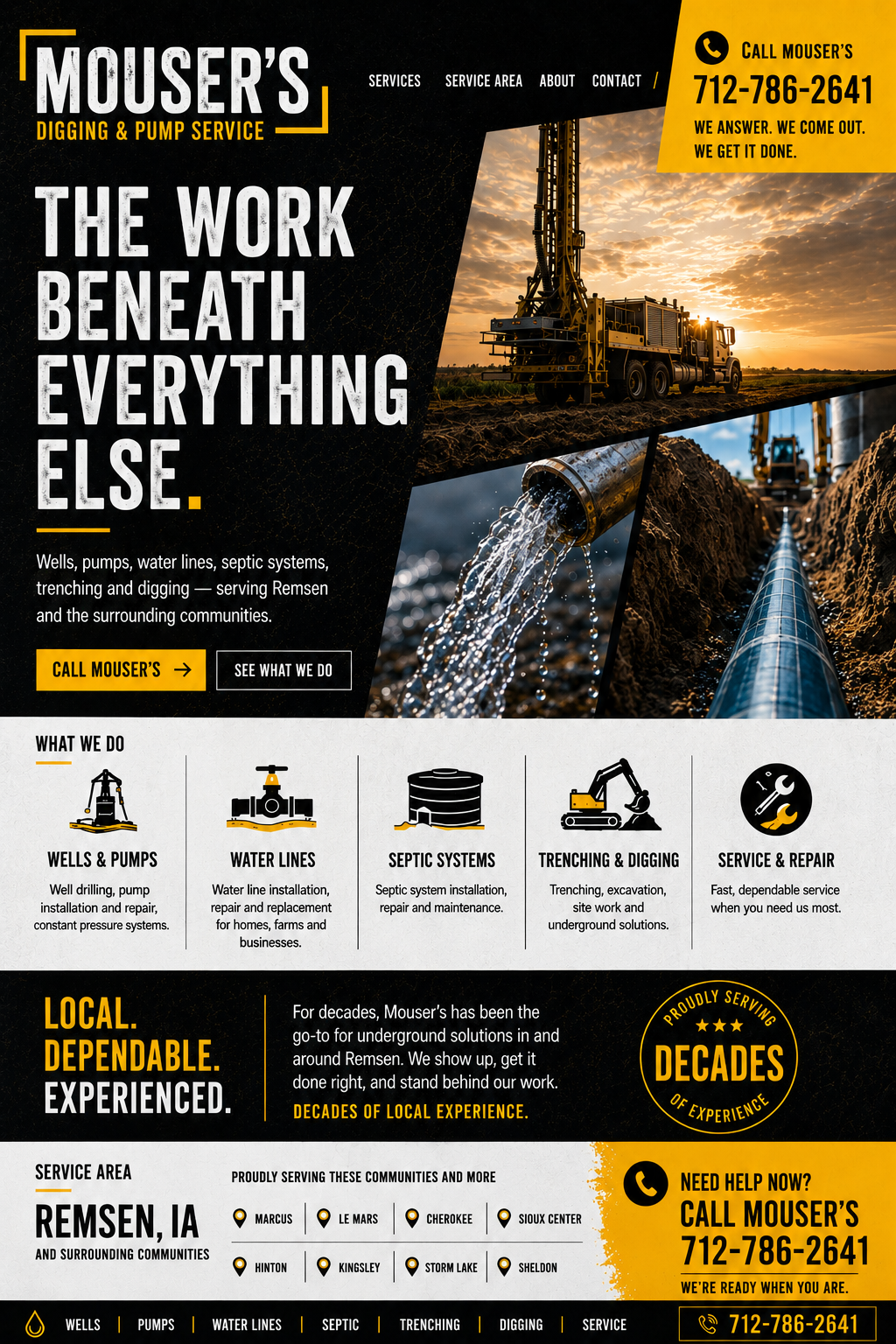 Mouser's Digging and Pump Service - Website Concept