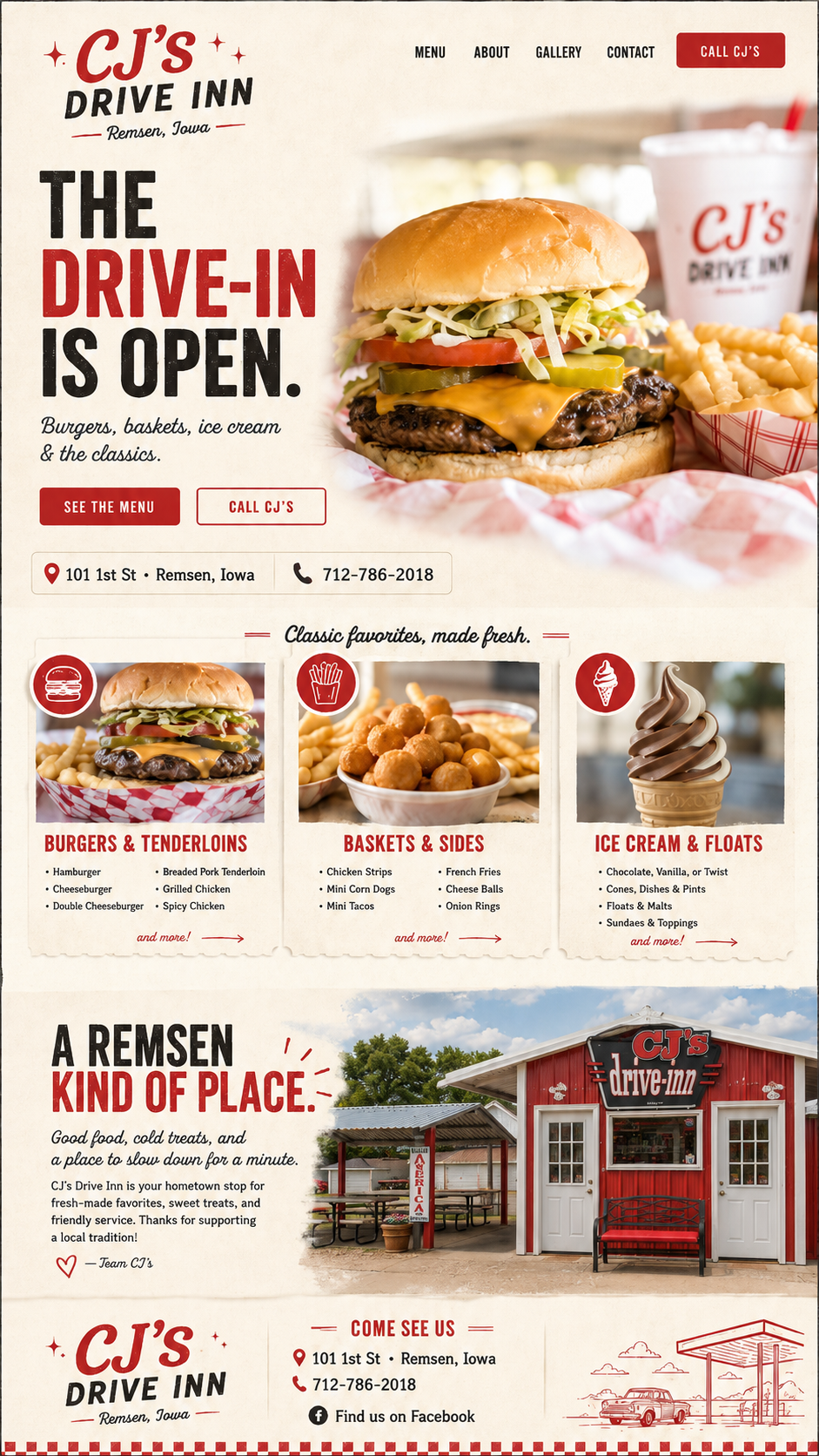 CJ’s Drive Inn — Website Concept
